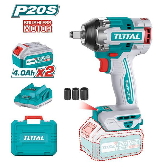 PISTOLA IMPACTO TOTAL BRUSHLESS 20V de 3/4"